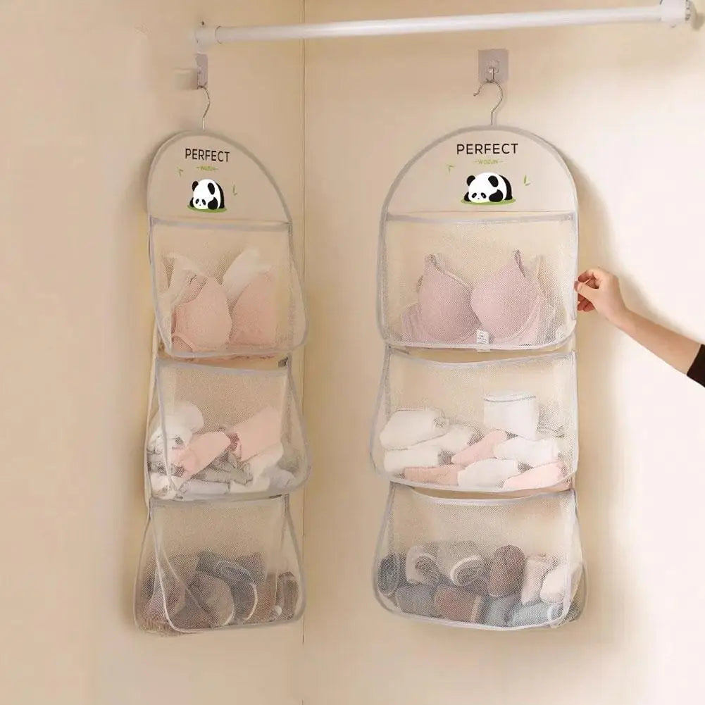 Large Capacity Storage Net, Dormitory Wardrobe, Socks Underwear Hanging Bag, Multilayer Breathable Mesh Pocket Door Storage Bag Qme