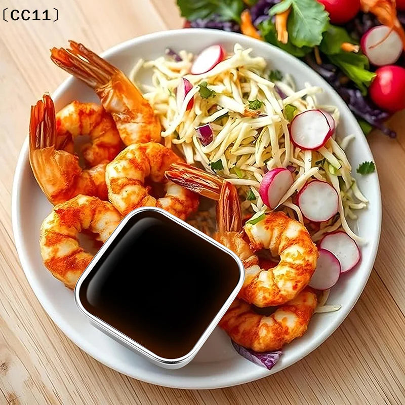 1 Stainless Steel Salad Box Snack Seasoning Container Silicone Lids Qme