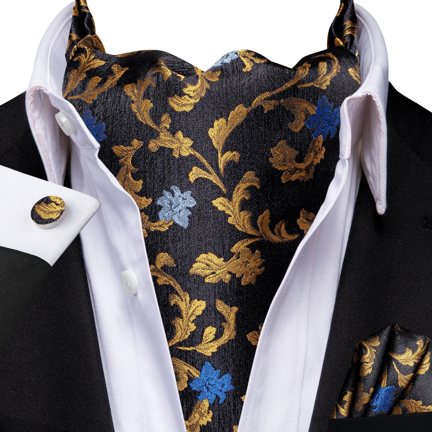 Silk Mens Ascot Black Pink Blue Red Gold Green Purple White Beige