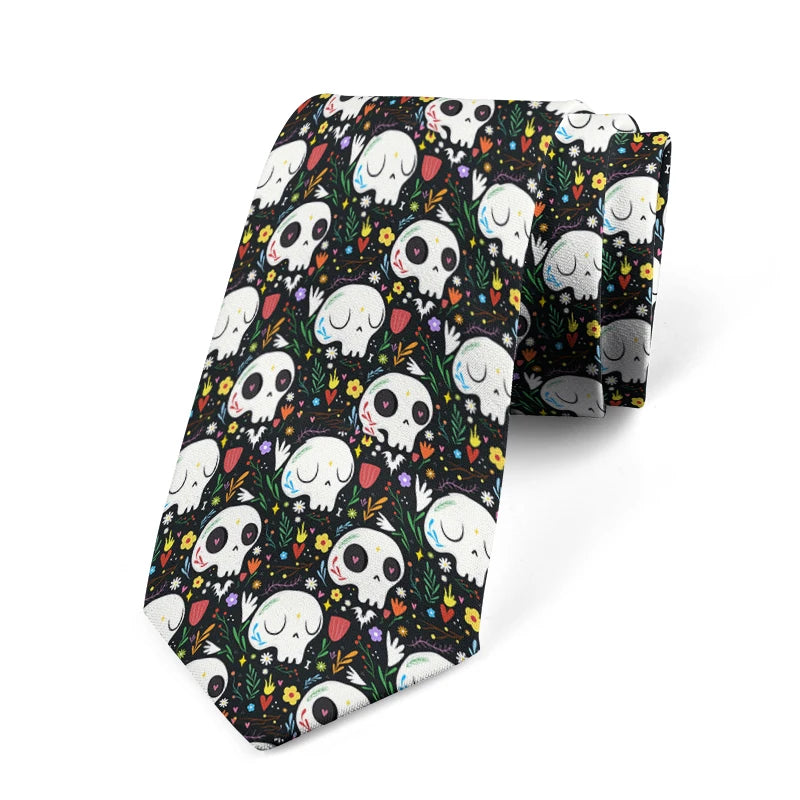Skeleton Parts Creative Novelty Tie Fashion Funny Cartoon Skull Print Qme style4
