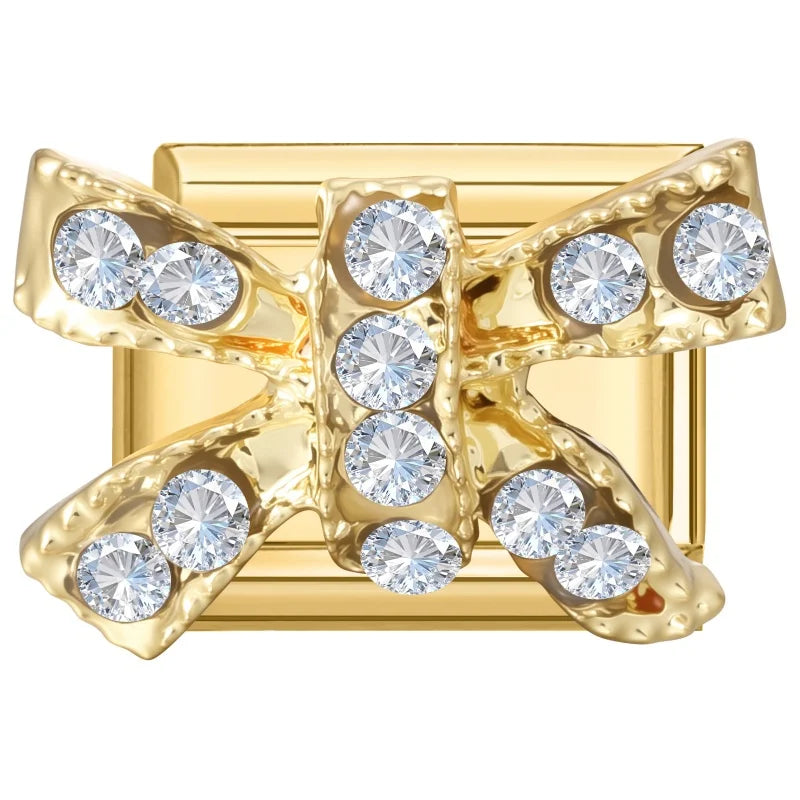 2026 Colorful Garland Flower Bird Luxury Pearl Zircon Gold Color Italian Link Fit 9mm Stainless Steel Charm Jewelry DIY Bracelet Qme Style 17