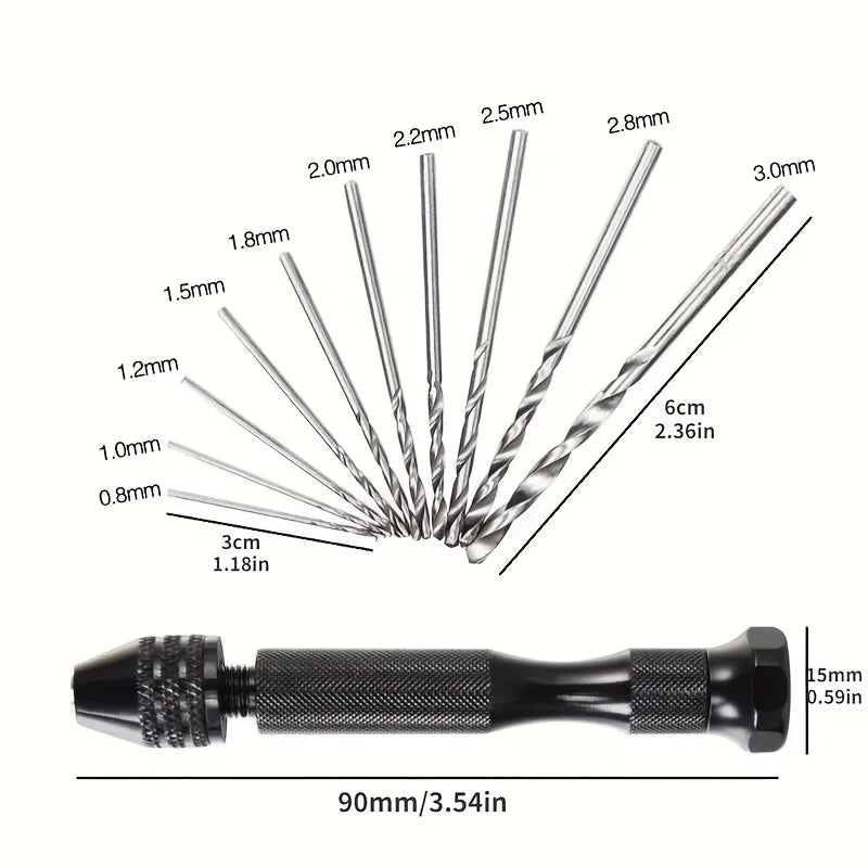 49pcs Ergonomic Aluminum DIY Hand Drill Kit, Featuring a Keyless Chuck And Alloy Drill Bits - Precision Craft Miniature Tools Qme