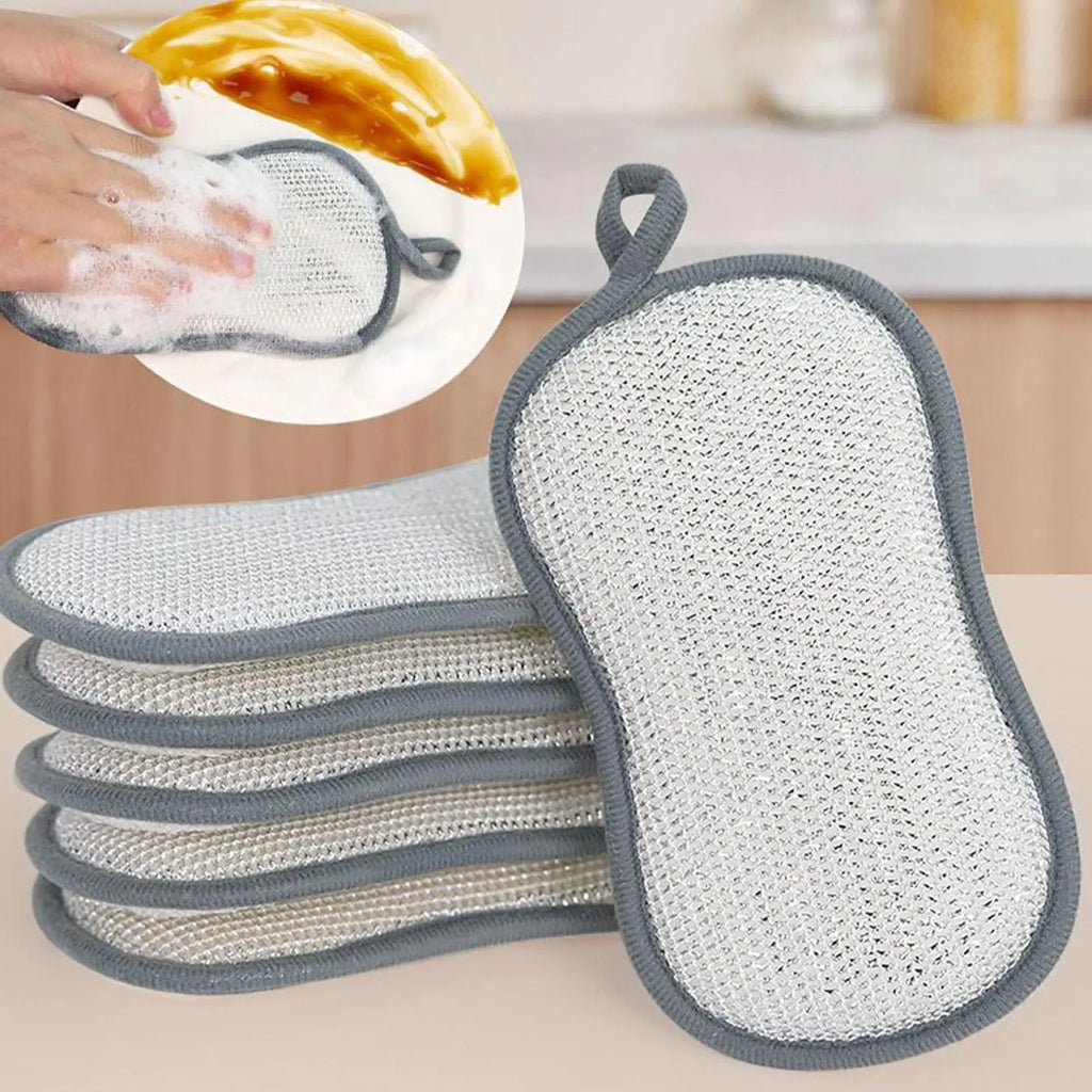 Dish Sponge 6 Double-sided Sponges Cleaning Washable Scrubber Pot Qme