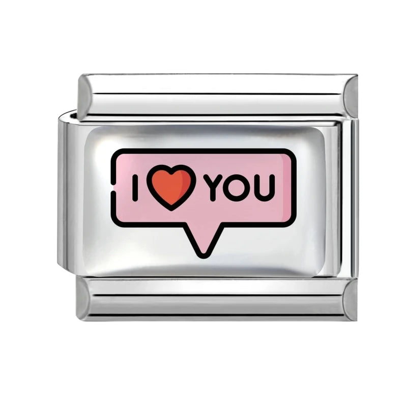 2026 Pink Love Heart Eyes Onearrow Through Italian Charms Link Sliver