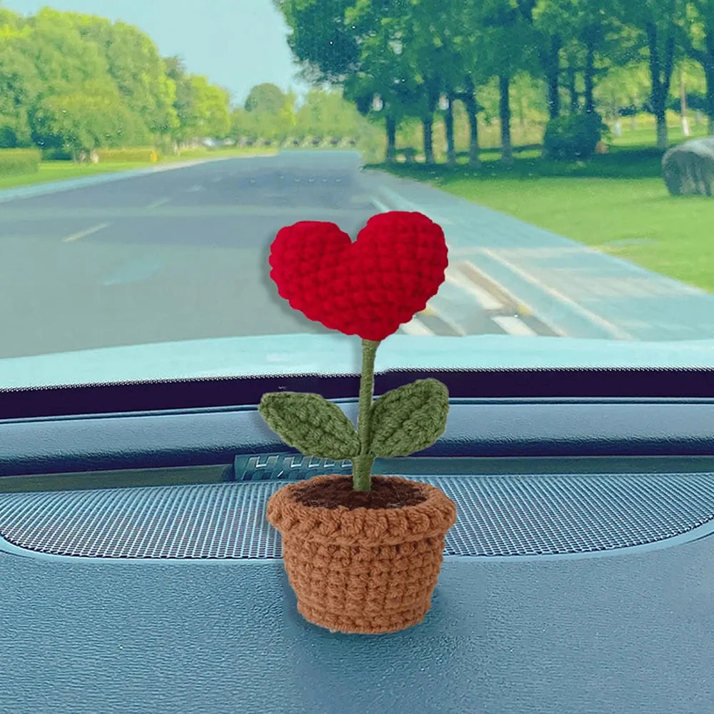 Hook Woven Finished Small Potted Plant Simulation Flower Potted Plant Flower Decoration Creative Gift Ornament Qme