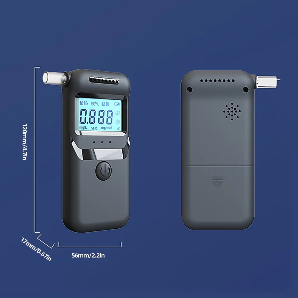 Digital Alcohol Breath Tester with 5 Mouthpieces LCD Display Portable Breathalyzer Handheld Alcohol Analyzer for Home Party Use Qme