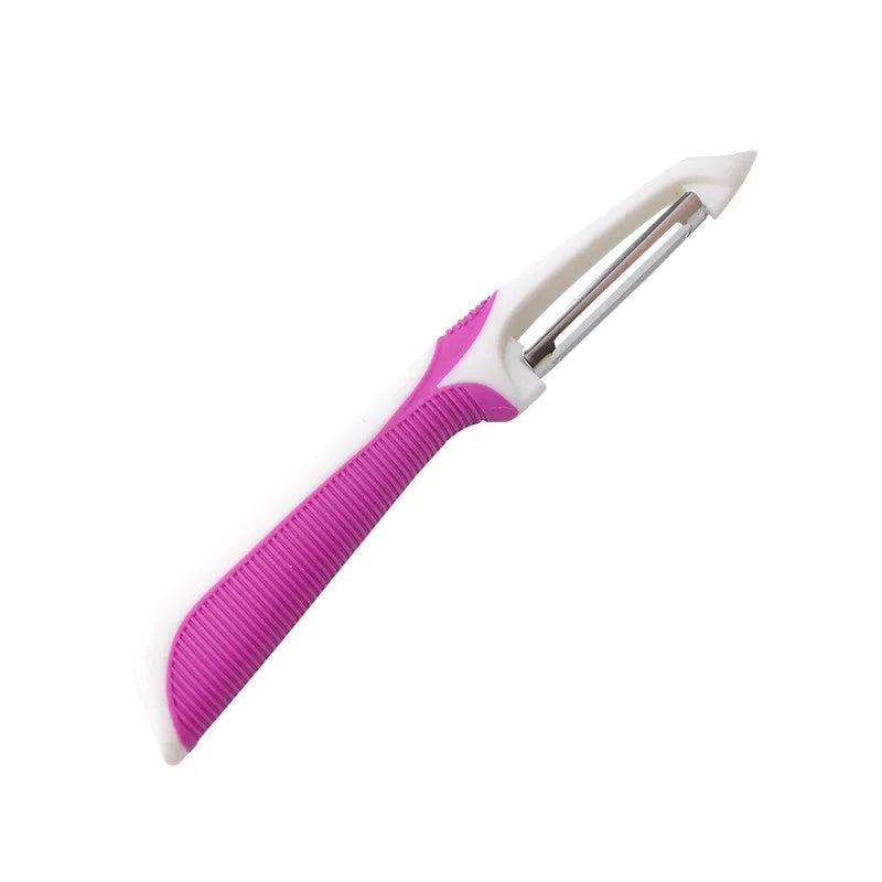 Premium Stainless Steel Multifunctional Peeler Anti Slip Handle Vegetable Fruit Potato Scraper Kitchen Gadget Accessory Qme Pink