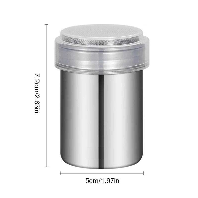 Stainless Steel Cocoa Flour Coffee Sifter Flour Sugar Icing Mesh Sifter Powder Spreading Tank for Fancy Coffee Barbecue Tools. Qme
