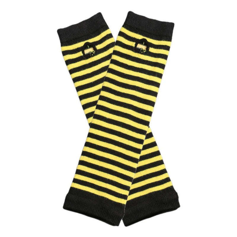 Women Fashion Lady Striped Elbow Gloves Warmer Knitted Long Qme SB118 Length -32cm