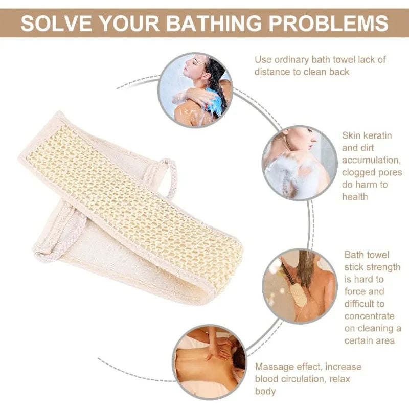 Exfoliating Back Strap Baths Shower Body Scrubber Brush Personal Qme