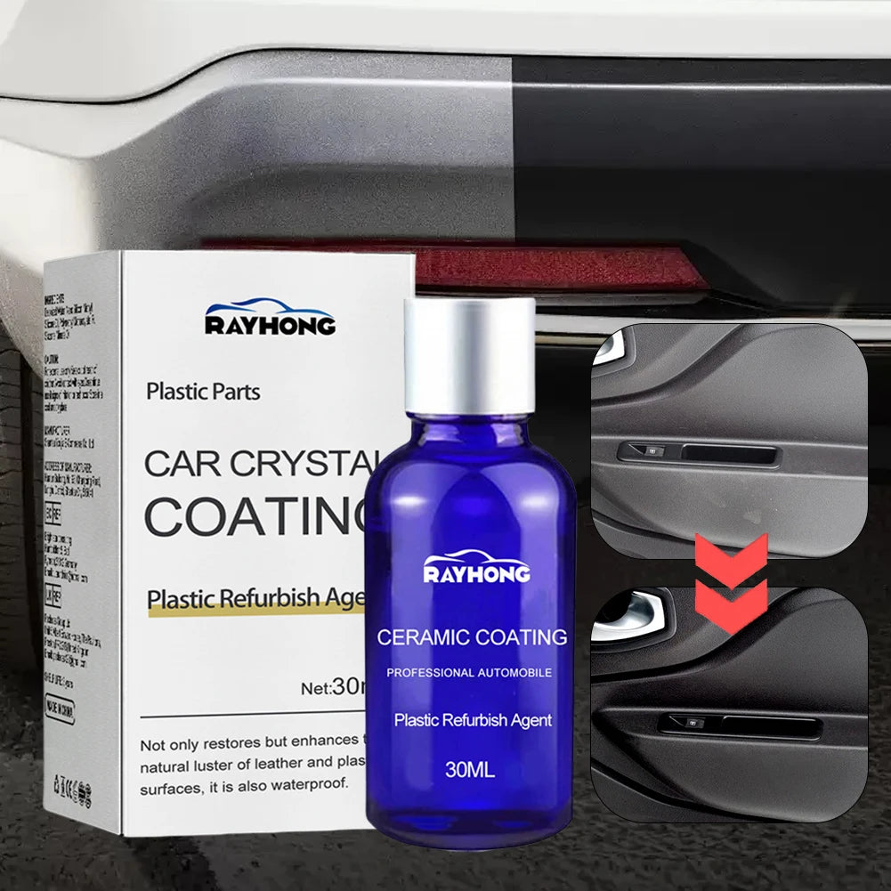 30ml Plastic Refurbish Agent with Sponge Plastic Parts Crystal Coating Plastic Parts Refurbish Restoration Ceramic Coating Agent Qme