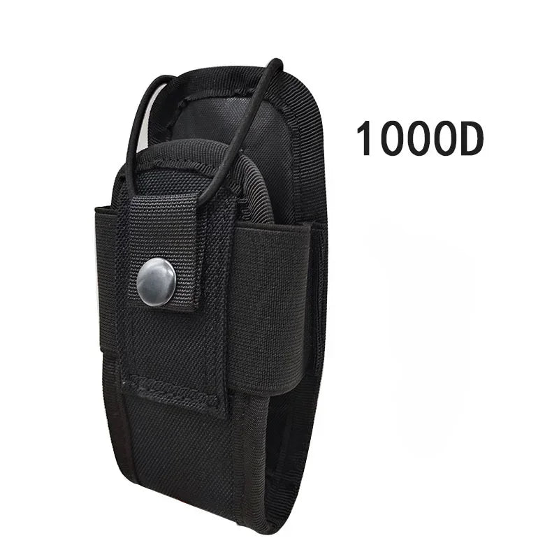 Portable Radio Walkie Talkie Holster, 1000D Tactical Molle Waist Bag Holder Pocket, Carry Bag for Hunting Camping Qme 1000D black