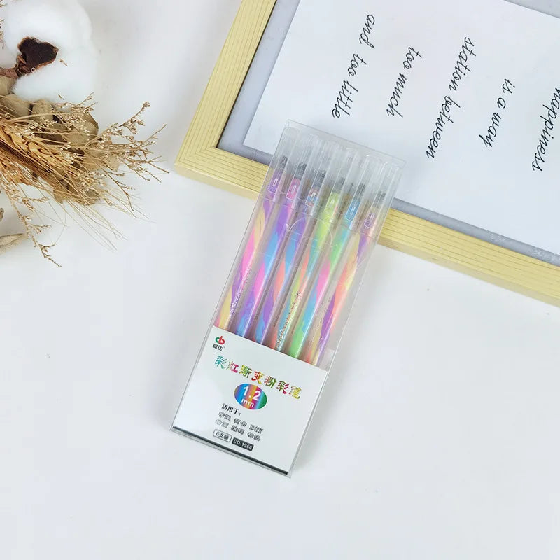 Rainbow Multicolor Gel Pens, 6 Pcs,1.2mm Medium Point Smooth Writing Pens, for Class Notes,Artist ,Journaling Note Taking Qme pastel pen