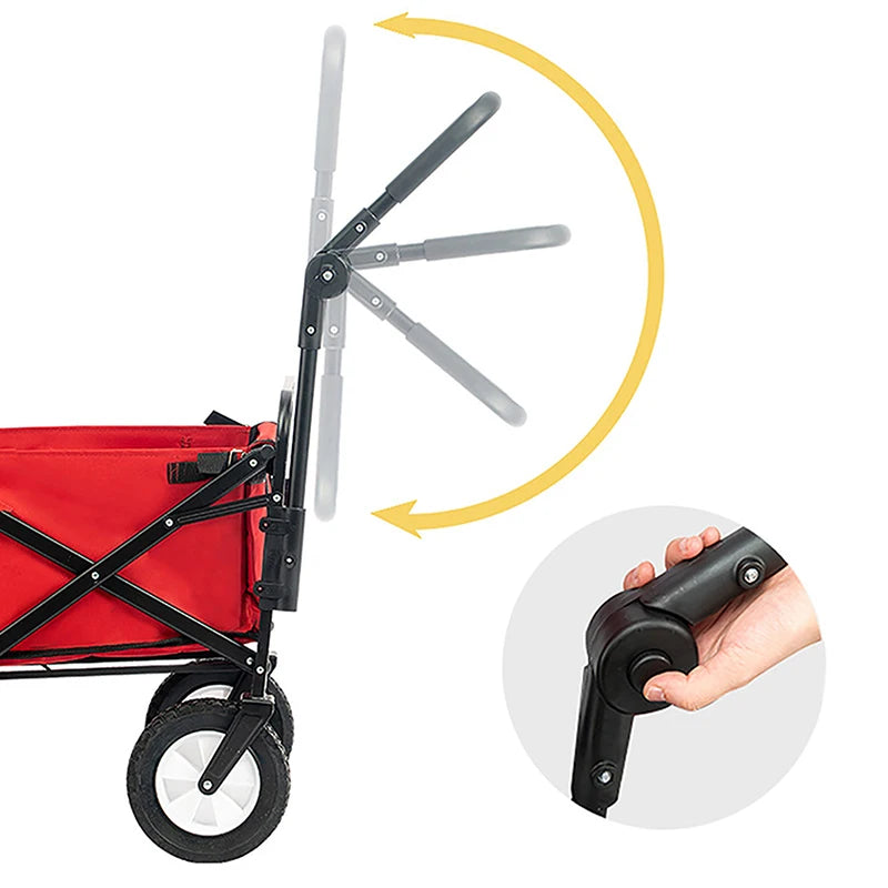 Foldable Folding Cart Push Handle Wagon Cart Equipment Black Lightweight Extendable Cart Trolley Handle Accessories For Camping. Qme