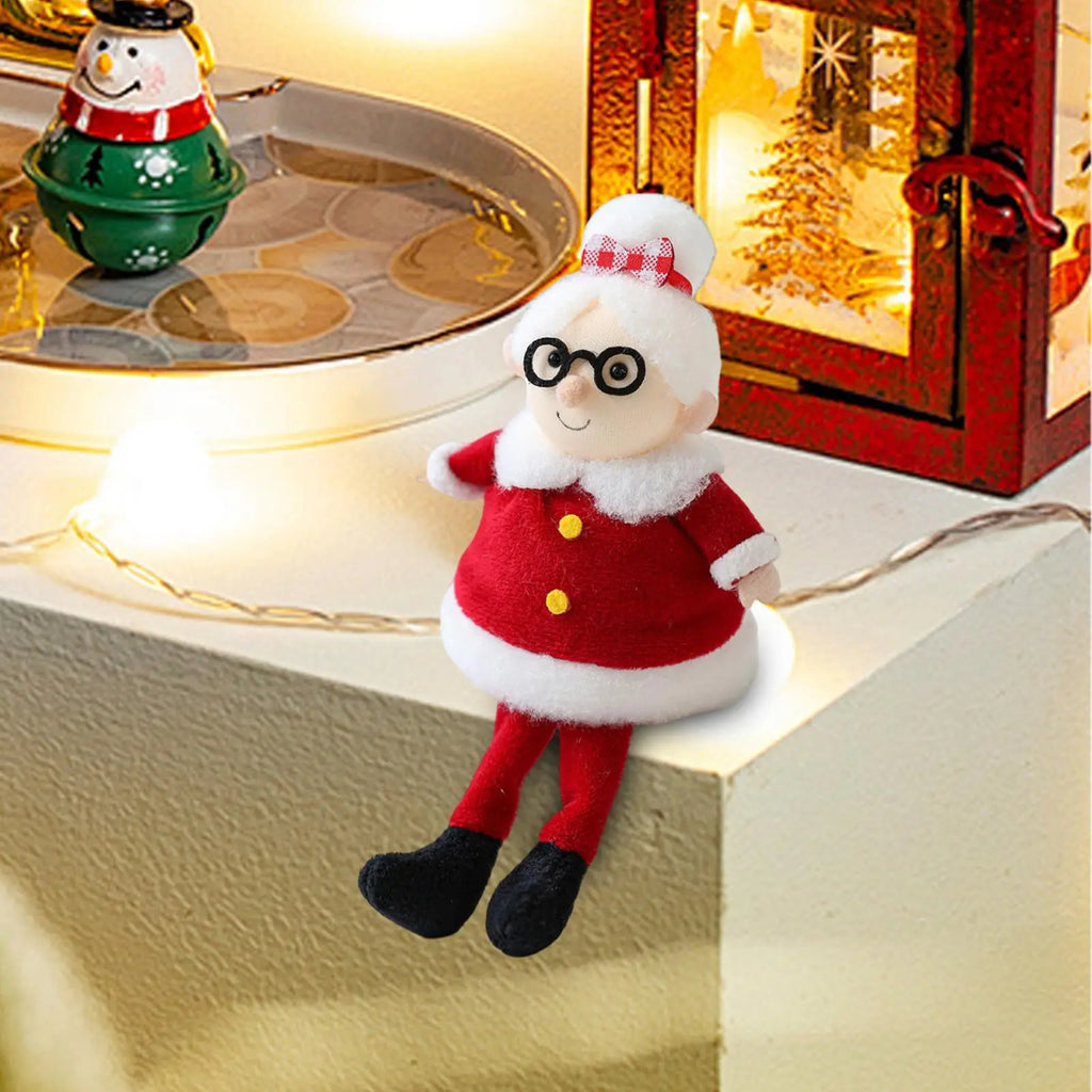 1pcs cartoon Santa Doll Soft Christmas Santa Claus Sitting Plush Ornament Decoration For Car Shelf Home Living Room Indoor Qme