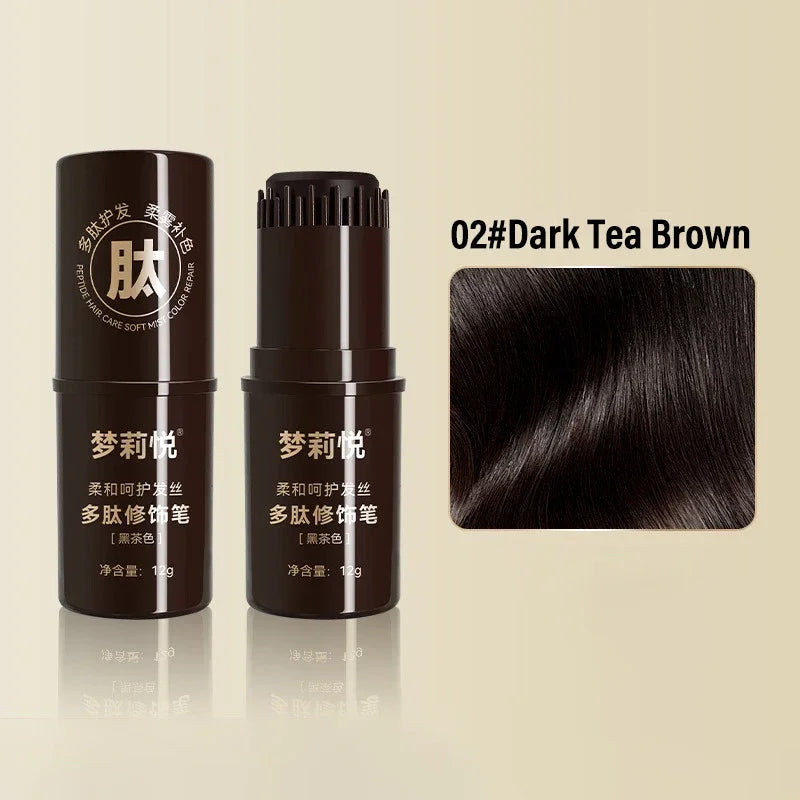 Temporary Hair Color Brush 4 Colors Root Touch Up Waterproof & Non-Sticky Instant Gray Coverage Hair Makeup Tool for Men & Women Qme A 02 DARK BROWN