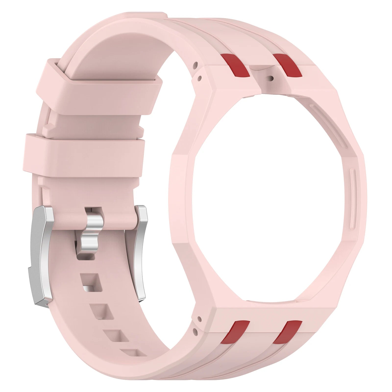 Change to Wristwatch Strap + Case for Swatch x AP Royal pop Pocket Watch PC Case+Silicone Band 2 In 1 Wriststrap Accessories ﻿ Qme Light Pink 12