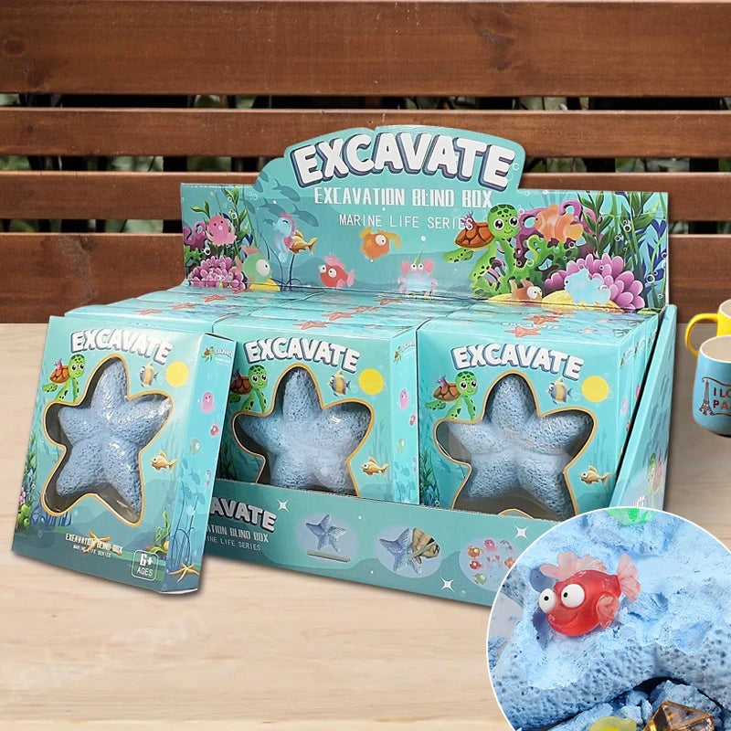 Starfish Marine Life Gemstone Dig Archaeological Excavation Toy Qme