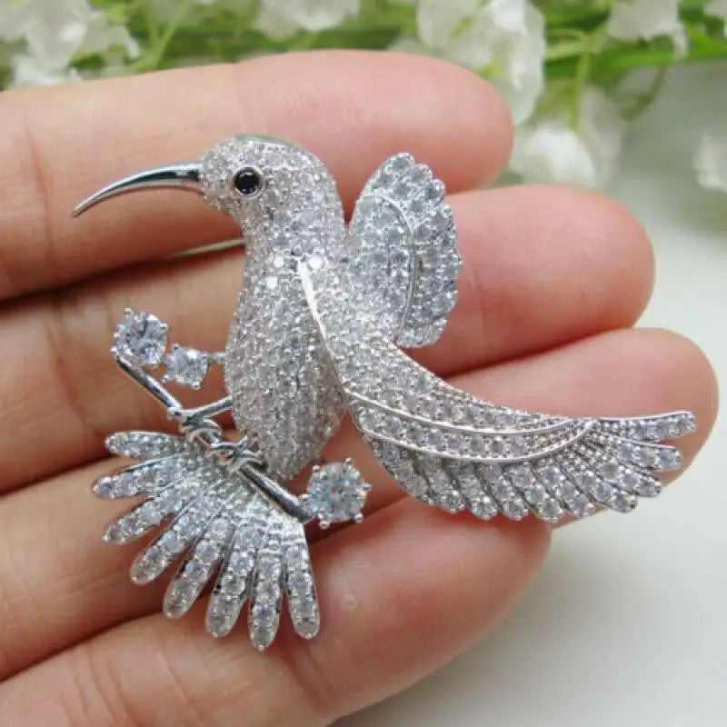 Exquisite Shiny Rhinestone Hummingbird Brooches For Women Clothing Coat Jewelry Accessries Gift Qme