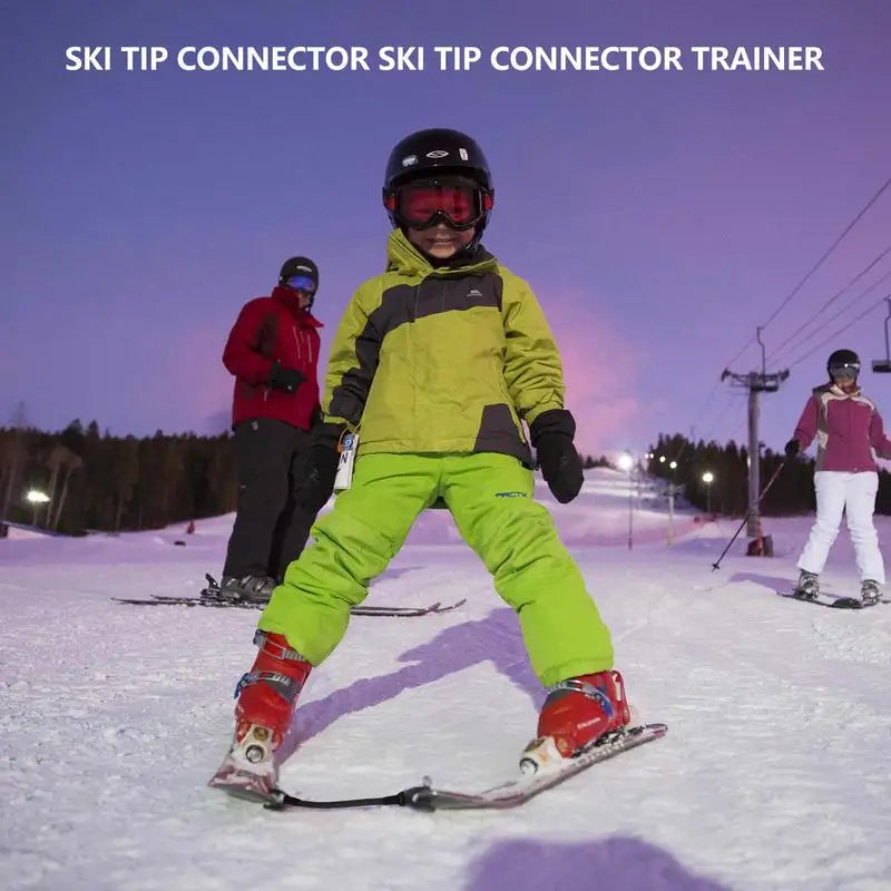Ski Tip Connector Portable Ski Aid Cushioned Fastener Tape Strap Ski Practice Aid Easy Snow Ski Training Tools for Winter Qme
