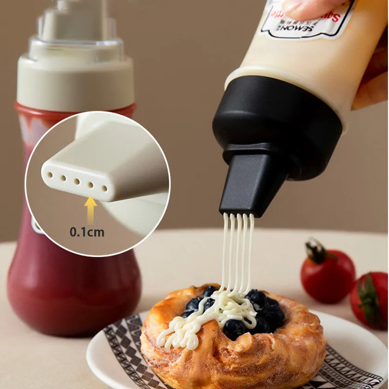Condiment Squeeze Bottles With Nozzles Plastic Ketchup Mustard Hot Sauces Olive Oil Bottles Kitchen Condiment Tools Accessories Qme