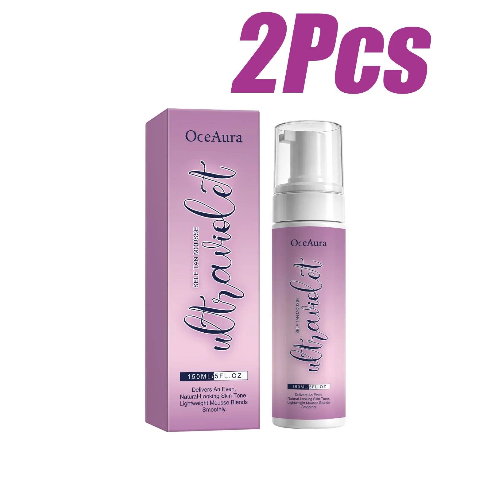 Self Tan Mousse Sunless Tanning Foam Natural Bronzing Sunless Tanner for Body Instant Glow Moisturizing Foam Help Darken Glowing Qme 2 x 150ml Boxed