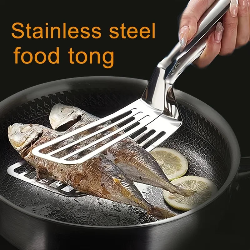 1pc Heavy-Duty Commercial & Home Kitchen Use - Stainless Steel Construction, Non-Slip Grip - Dual-Sided Spatula Qme