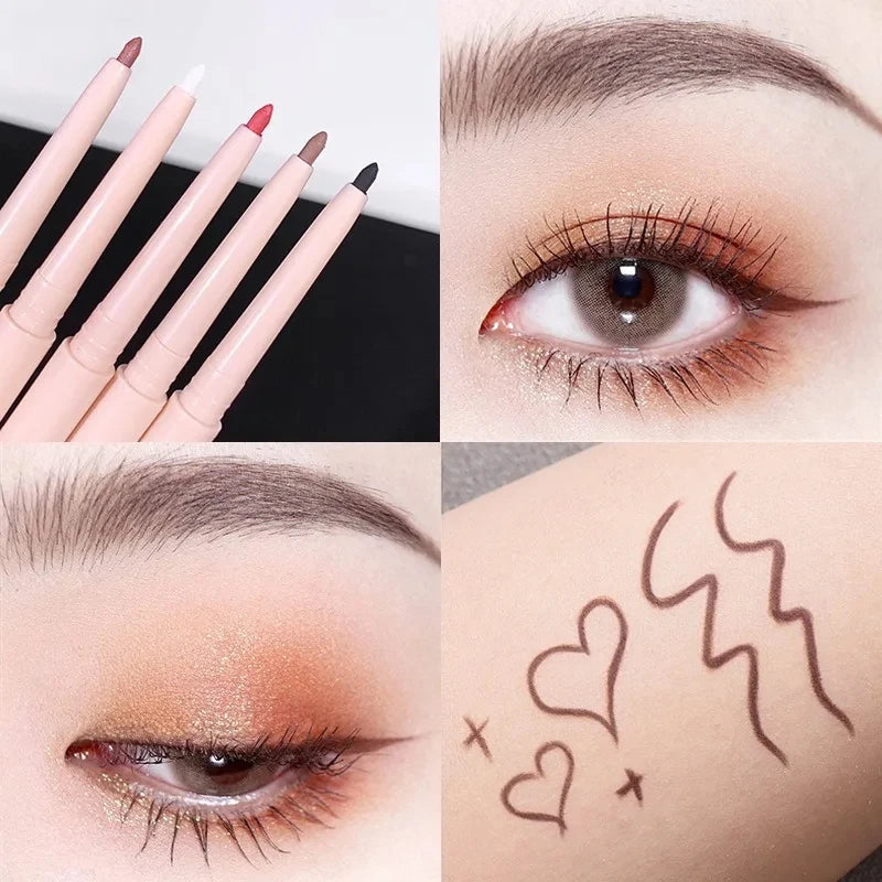 Matte Red Brown Eyeliner Gel Pencil Ultra-thin Long Lasting Quick Dry Smooth Eye Shadow Lying Silkworm Pen Makeup Cosmetics Qme