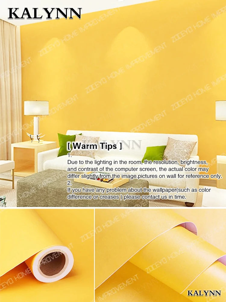 Yellow Peel Stick Wallpaper Vinyl Removable Wall Paper Self-adhesive