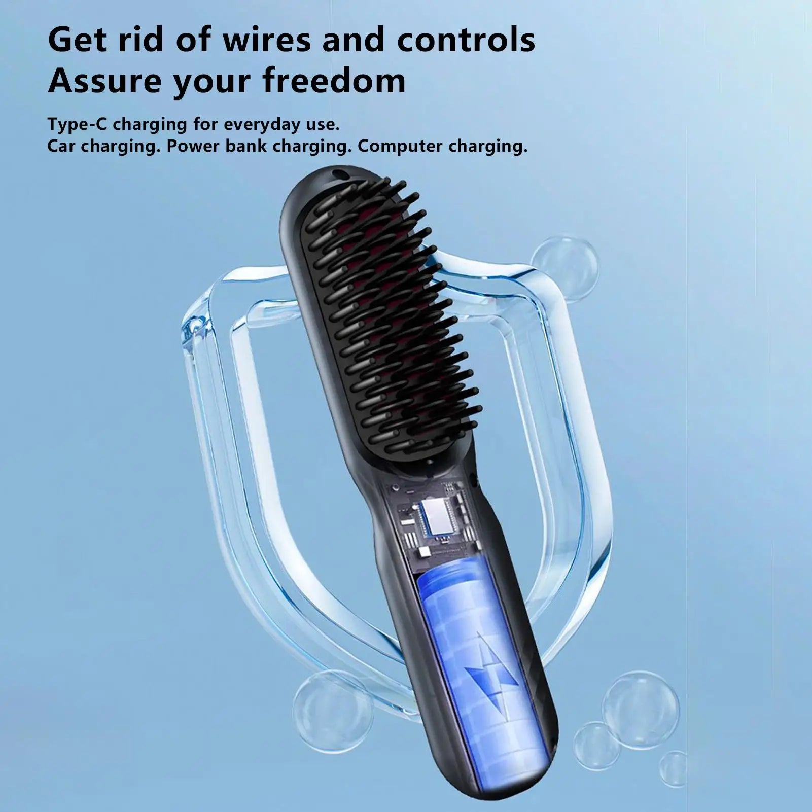 3 Temps Negative Ion Brush Hair Straightener Ot Air Dryer Styler Qme