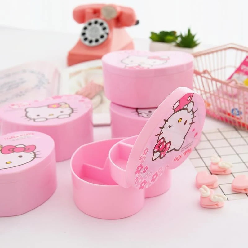 Hello Kitty Cartoon Portable Storage Box Cute Earring Jewelry Qme