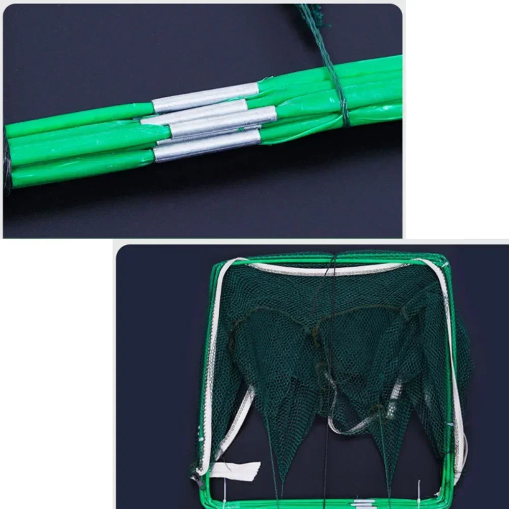 Mesh Fishing Net Tackle Cage Folding Crayfish Catcher Casting Fish Qme