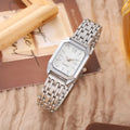 New retro square women's watch ins wind steel strip niche quartz watch medieval simple luxury student watch Qme silvery white