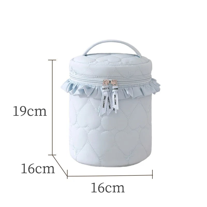 A New Bow Pattern Women Makeup Bag Toiletries Cosmetic Organizer Zipper Bag Travel Wash Pouch Cosmetic Bag Female Make Up Bags Qme blue