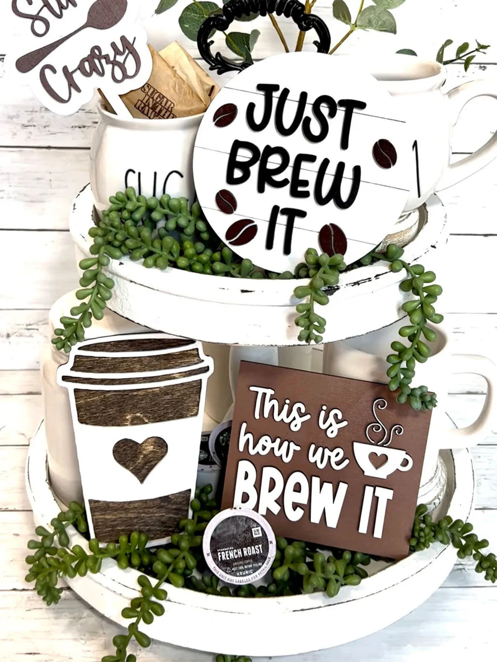 5pcs Classic Wooden Coffee Tray - Perfect Home, Bar And Cafe Decor Gift, Contemporary Layered Design Wood Decor Qme L