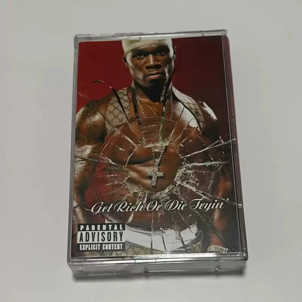 "Get Rich or Die Tryin'" Debut Album Retro Cassette Tape, Milestone of Early 2000s Hip-Hop, Ideal for Rap Collectors Qme Get Rich Or Die Tryi
