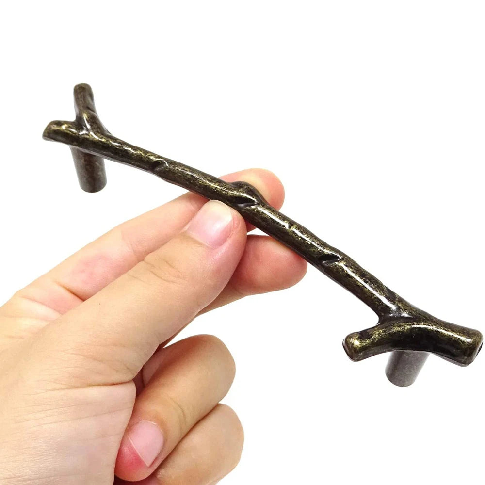 Vintage Tree Branch Furniture Handle Zinc Alloy Kitchen Cabinet Drawer Knob Wardrobe Cupboard Closet Door Pull Hardware Black Qme