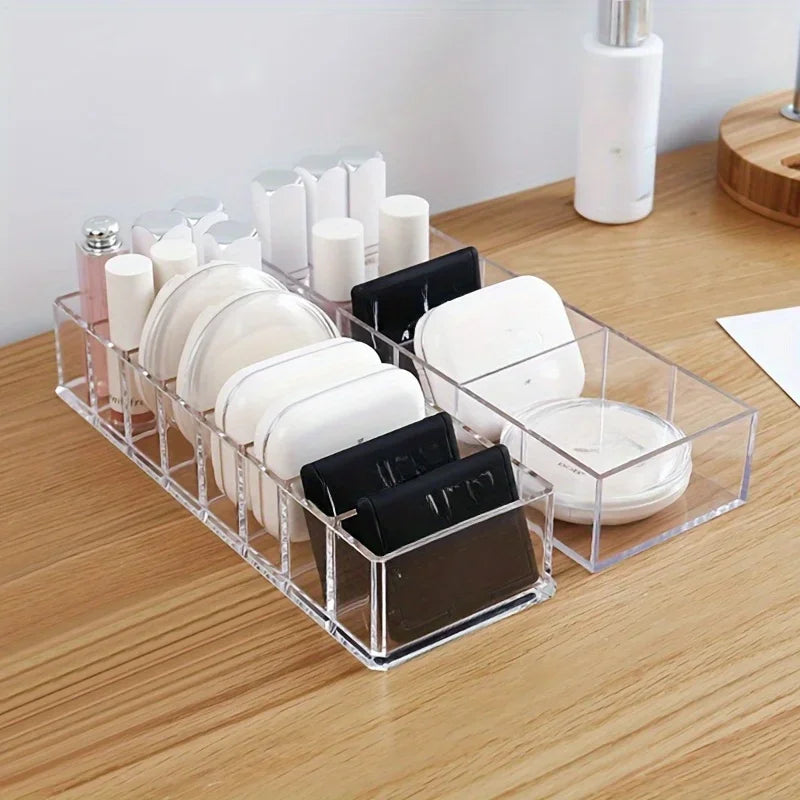 1pc transparent powder eyeshadow cosmetic storage box for cosmetics, lipstick, powder, cake organizer, plastic, desktop storage Qme