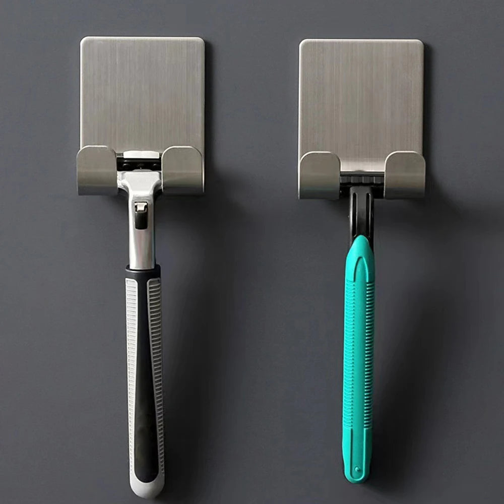 Punch-free Razor Holder, Storage Hook, Space Aluminum Multi-purpose Bathroom Accessories Qme 2pcs