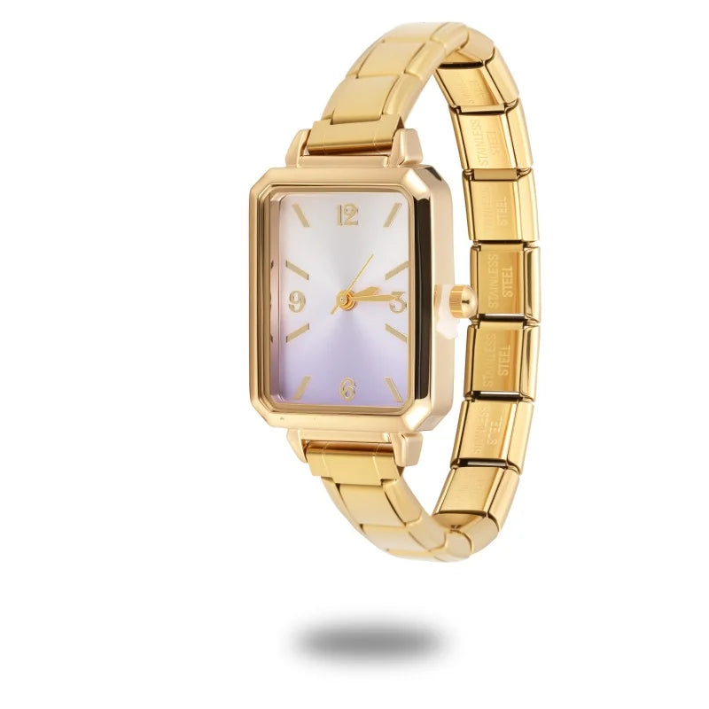 Y2K Fashion Men Women's DIY 9mm Width Italian Elastic Charm Stainless Square Colored Dial Seires Watch Bracelet Bangle For Gift Qme Style 10