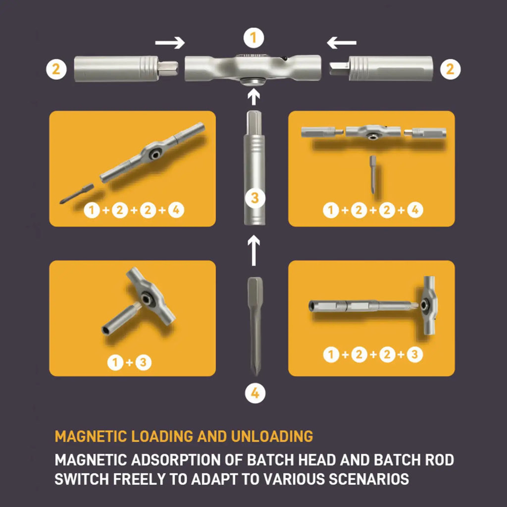 Magnetic Screwdriver Set Multi Bit Precision Magnetic Portable Tool Ratcheting Allen Wrench Set For Watch Sunglasses Eyeglass Qme
