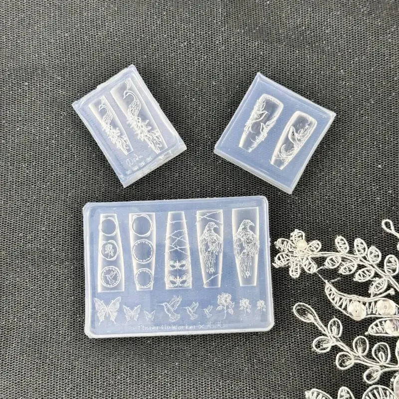 Falcon Peacock 3D Silicone Relief DIY Decoration Nail Art Templates Qme
