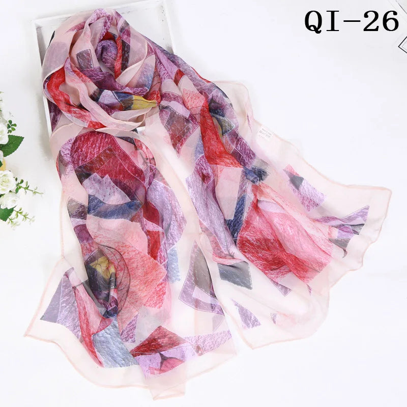 Painting Lotus Beach Sun Protection Chiffon Georgette Scarf Women