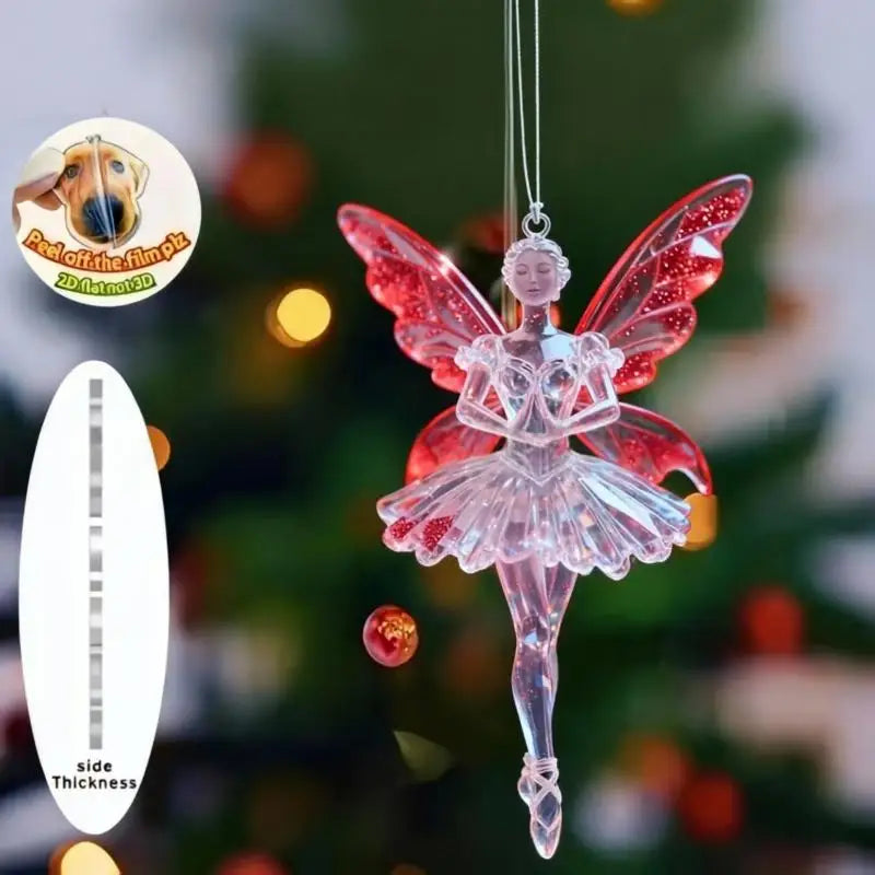 Sparkling 2D Acrylic Pendants Ballerina Simulation Christmas Tree Hangings Car Rearview Mirror Charm Decoration Ornaments Qme A3