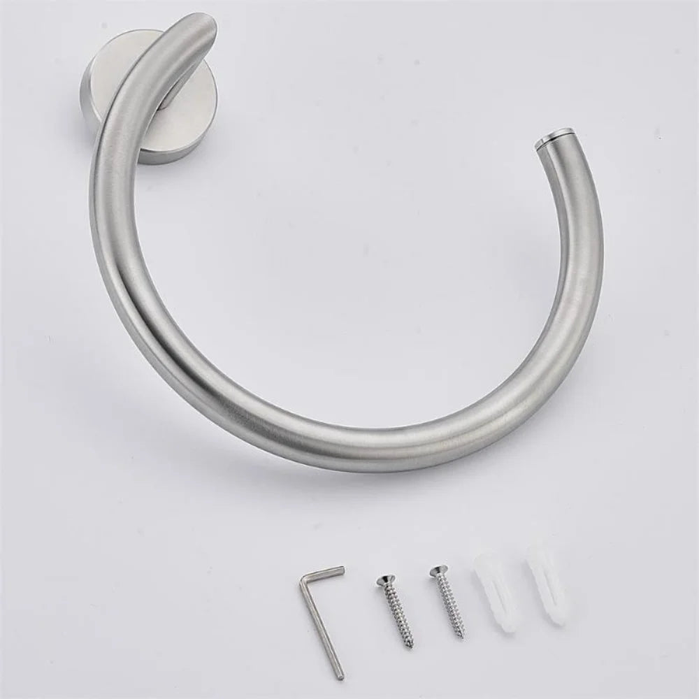 Silver Towel Ring, Semi-Circular Stainless Steel Towel Ring, Towel Holder, Wall Mounted Towel Ring Qme