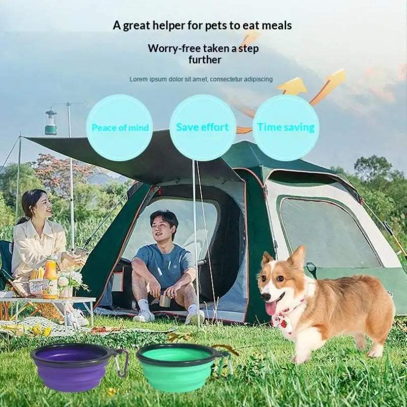 Portable Puppy Food Container Feeder Dish Bowl Pet Supplies Qme