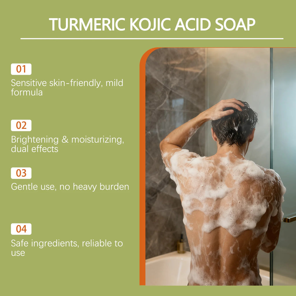 Brightening Turmeric Kojic Acid Soap Dark Spot Remover Deep Cleaning Moisturizing Evens Skin Tone Hand Made Soap Skincare Qme