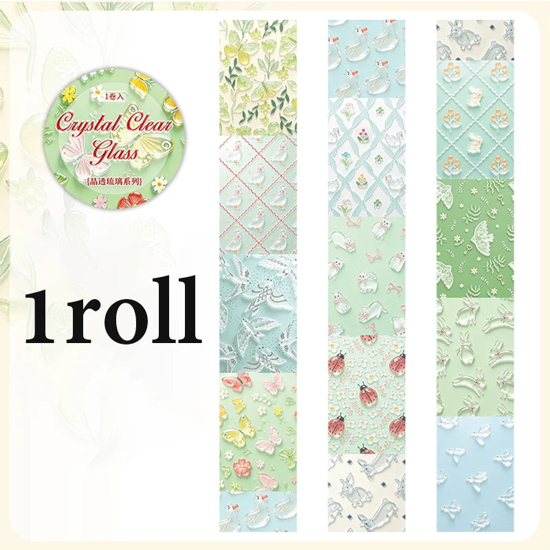 Transparent Glass Pattern Washi Tape, Decorative Background Tape for Journal Collage, Ideal for Holiday and Birthday Gifts Qme D