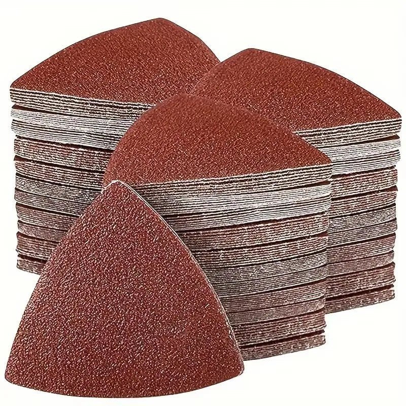 30Pcs sanded paper 90mm triangular hook and loop sandpaper triangular bonding oscillation multi-tool sanding pad multi-grit Qme