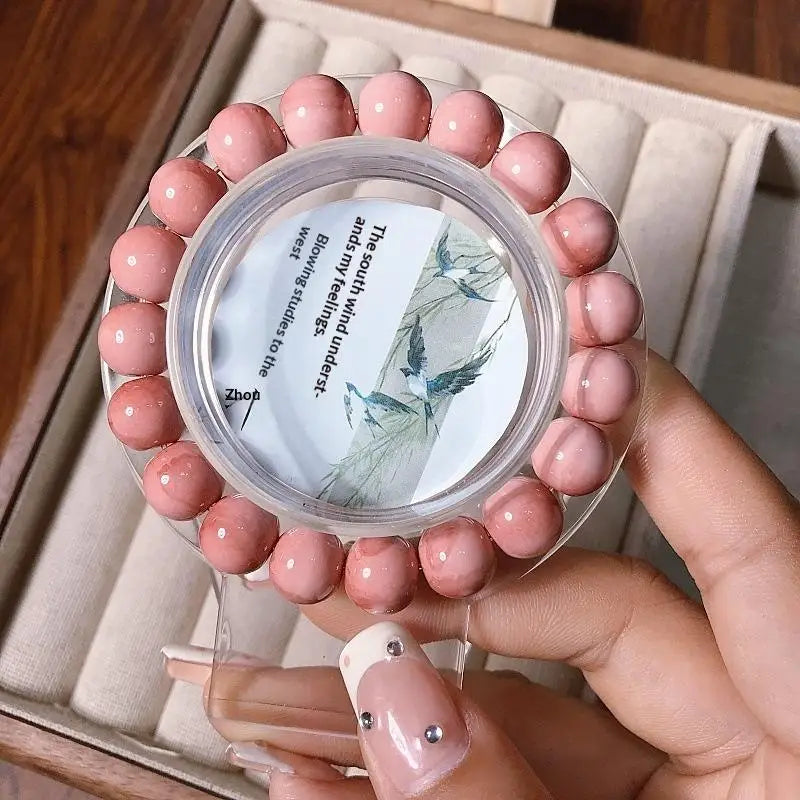 Korean Ins Sweet Ink Wash Ceramics Beaded Bracelet For Women Girls Party Jewelry Gift Elastic Beaded Chain Accessories Qme A2